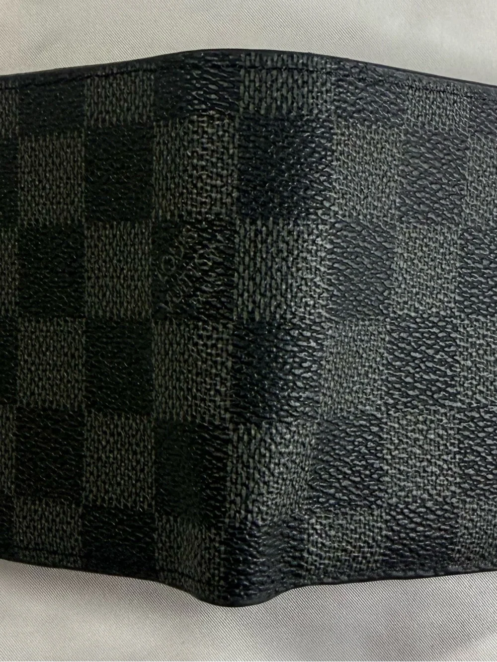 Louis Vuitton Black Grey Checkered Bifold Wallet